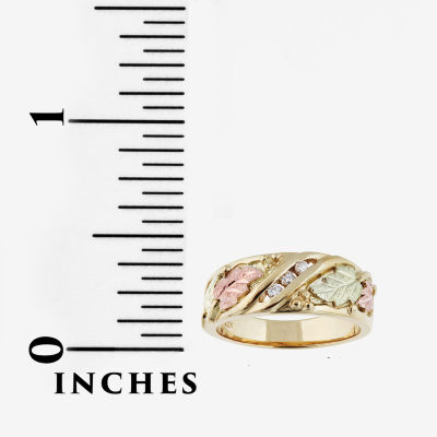 4MM Diamond Accent White 10K Tri-Color Gold Band