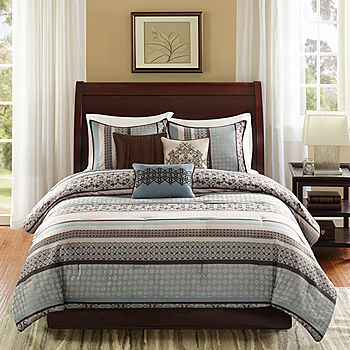 Madison Park Harvard 7-pc. Jacquard Comforter Set, Color: Blue