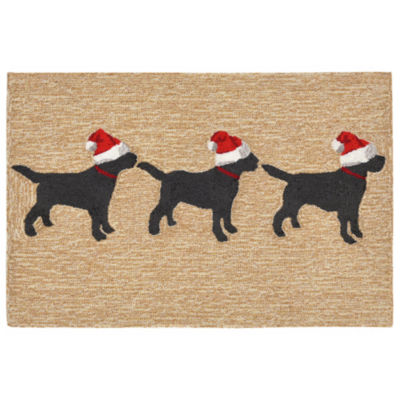 Liora Manne Frontporch 3 Dogs Christmas Holiday Hand Tufted Indoor Outdoor Rectangular Accent Rug