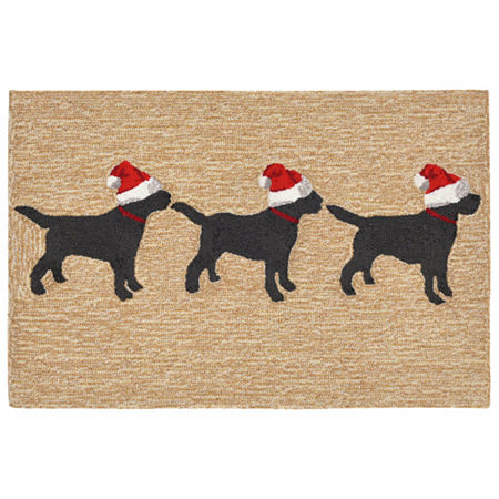 Liora Manne Frontporch 3 Dogs Christmas Hand Tufted Rectangular Rugs & Floor Coverings Indoor Outdoor Holiday Accent Rugs, One Size, White