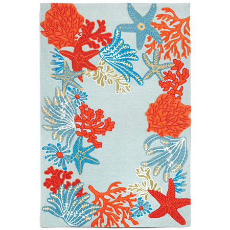 Liora Manne Ravella Ocean Scene Hand Tufted Rectangular Rugs & Floor Coverings Indoor Outdoor Accent Rugs, One Size, Blue