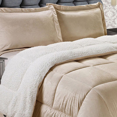 Elegant Comfort Luxury Micro-Mink Reversible Sherpa Comforter Set - Heavy Weight