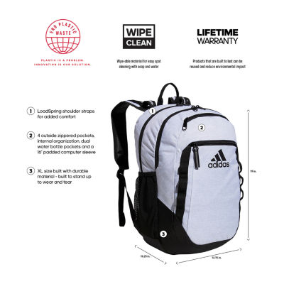 adidas Excel VI Backpack, Color: Black White - JCPenney