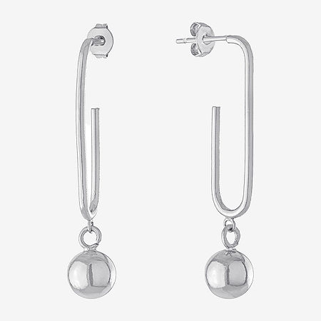 Silver Reflections Pure Silver Over Brass Drop Earrings In Metallic