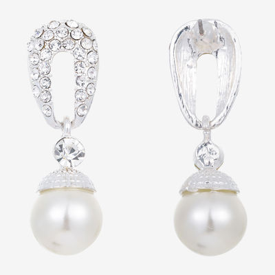 Vieste Rosa Womens Simulated Pearl Round Drop Earrings