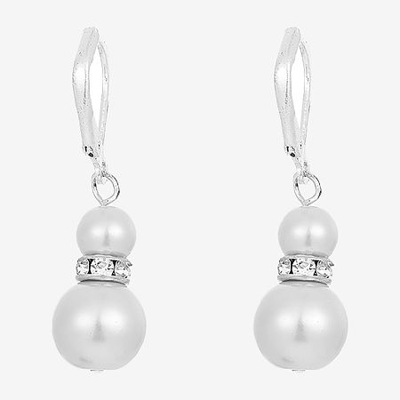 Vieste Rosa Simulated Pearl Round Drop Earrings, One Size, Silver