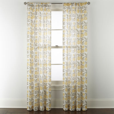 Home Expressions Remy Floral Sheer Rod Pocket Single Curtain Panel