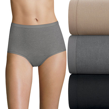 Hanes Fresh And Dry Moderate Leak Protection 3 Pack Seamless Period + Leak Resistant Brief Panty 40fdm3, 9, Multiple Colors