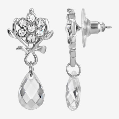 1928 Silver Tone Womens Crystal Drop Earrings