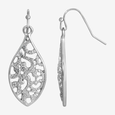 1928 Silver Tone Drop Earrings