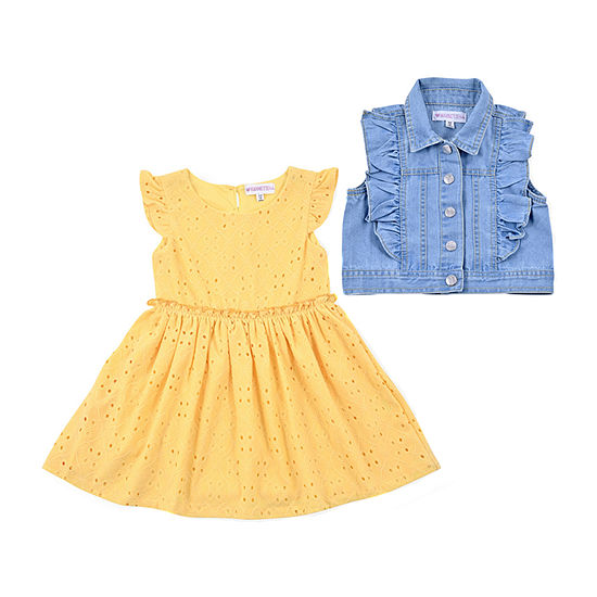 Nannette Baby Toddler Girls Short Sleeve Flutter Sleeve 2-pc. Dress Set