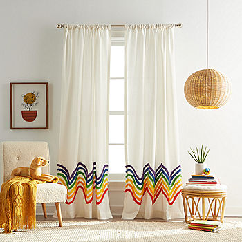 Chf Rainbow Tufted Stripe Light Filtering Rod Pocket Set Of 2 Curtain Panel Color Multi Jcpenney