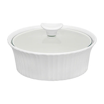 2 1/2 qt French White Stoneware Oval Corning Ware Casserole Dish
