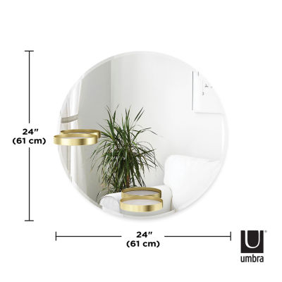 Umbra Perch 24 In Brass Wall Mount Round Wall Mirror