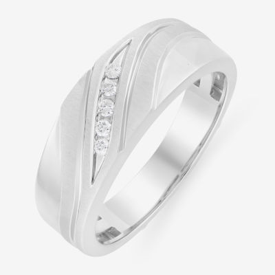 7.5MM 1/ CT. T.W. Natural White Diamond 10K White Gold Wedding Band