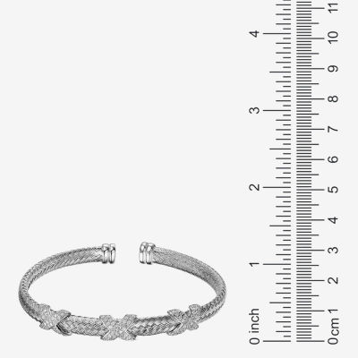 Paris 1901 By Charles Garnier Womens White Cubic Zirconia Sterling Silver Sterling Silver Cuff Bracelet