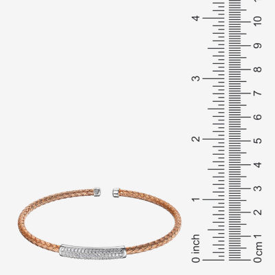 Paris 1901 By Charles Garnier Womens Cubic Zirconia 18K Rose Gold Over Silver Cuff Bracelet
