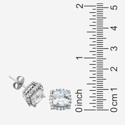 DiamonArt® Cushion-Cut Cubic Zirconia Sterling Silver Stud Earrings