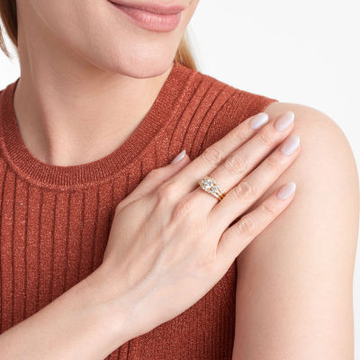 DiamonArt® Womens White Cubic Zirconia 14K Gold Over Silver Bridal Set