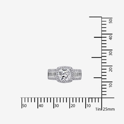 DiamonArt® Womens White Cubic Zirconia Sterling Silver Engagement Ring