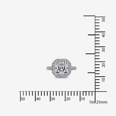 DiamonArt® Asscher-Cut Cubic Zirconia Sterling Silver Ring