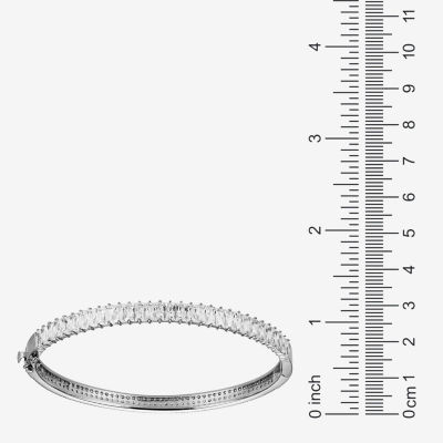Cubic Zirconia Sterling Silver Oval Bangle Bracelet