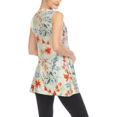 White Mark Maternity Womens Crew Neck Sleeveless Tunic Top