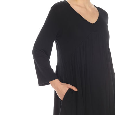 White Mark Maternity Womens V Neck Long Sleeve Tunic Top