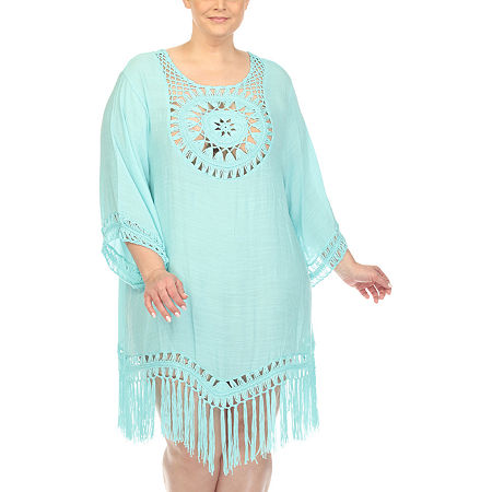White Mark Swimsuit Cover-Up Dress Plus, One Size Fits Most, Blue