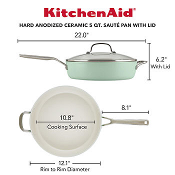 KitchenAid Hard Anodized 5qt Nonstick Ceramic Saute Pan with Lid - Pistachio