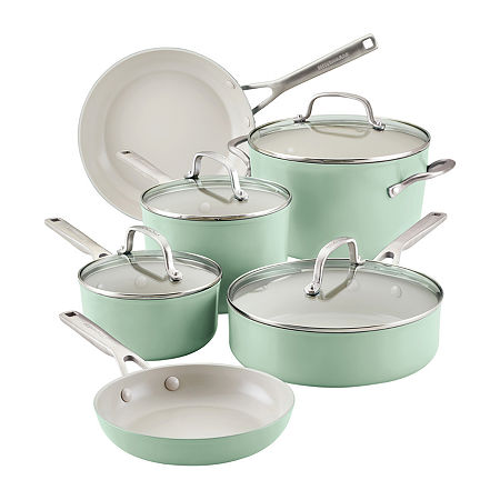 KitchenAid Ceramic 10-pc. Non-Stick Cookware Set, One Size, Green