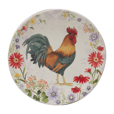 Certified International Floral Rooster 4-pc. Earthenware Salad Plate