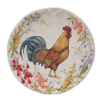 Certified International Floral Rooster 4-pc. Earthenware Salad Plate