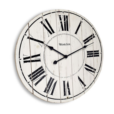 Westclox 18" Whitewash Wood Wall Clock