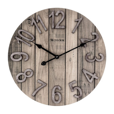 Westclox 15.5" Farmhouse Wood Grain Wall Clock