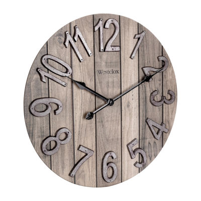 Westclox 15.5" Farmhouse Wood Grain Wall Clock