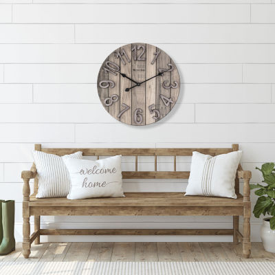 Westclox 15.5" Farmhouse Wood Grain Wall Clock