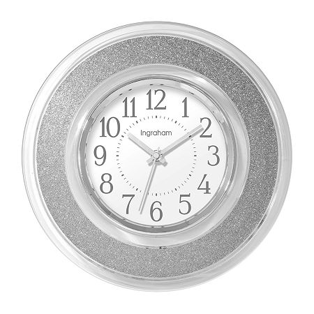 Westclox 12 Clear & Silver Glitter Wall Clock, One Size, Silver