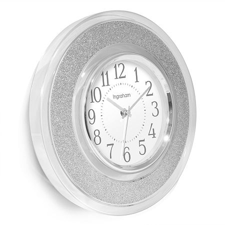 Westclox 12 Clear & Silver Glitter Wall Clock, One Size, Silver