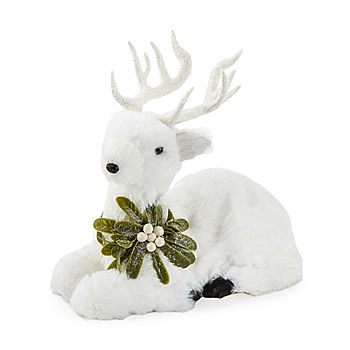 CUSTOMIZABLE North Pole reindeer white Fabric