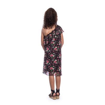 24sevenkid Big Girls Sleeveless One Shoulder Sleeve A-Line Dress