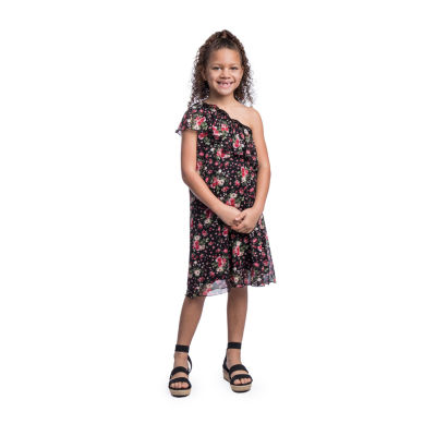 24sevenkid Big Girls Sleeveless One Shoulder Sleeve A-Line Dress