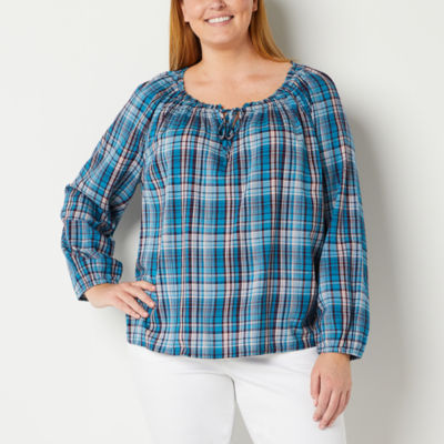 Jcpenney plus cheap size peasant tops