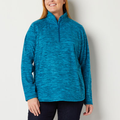 St. John's Bay Plus Polar Fleece Womens Long Sleeve Quarter-Zip Pullover