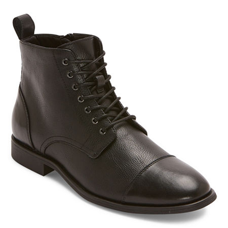 J. Ferrar Mens Colebrook Flat Heel Lace Up Boots, 12 Medium, Black