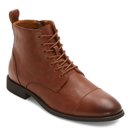 J. Ferrar Mens Colebrook Flat Heel Lace Up Boots, 11 Medium, Brown