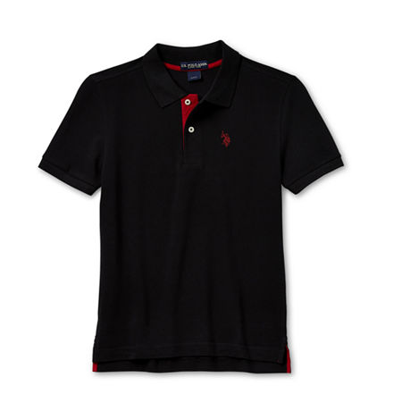 U.S. Polo Assn. Little & Big Boys Embroidered Short Sleeve Polo Shirt, Medium, Black