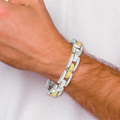 14K Gold Over Stainless Steel Stainless Steel 8 1/2 Inch Link Link Bracelet