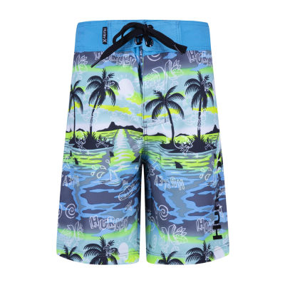 Hurley Big Boys Point Pull On Elastic Waistband Swim Trunks - Macy's