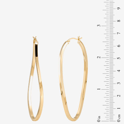 Made in Italy Womens 14K Gold Over Silver 67mm Oval Hoop Earrings